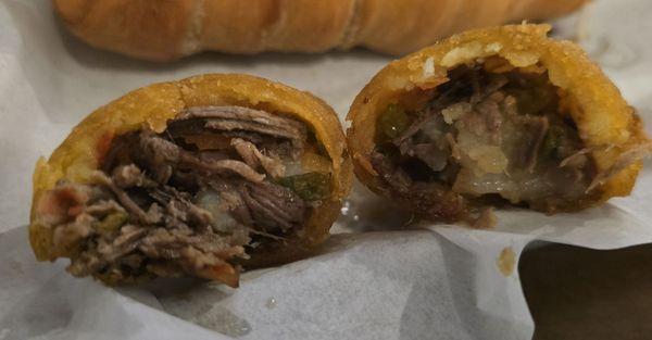 Inside the beef empanada