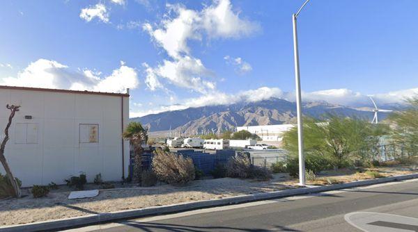 Exterior of building, with view.