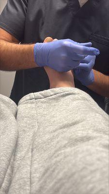 My foot looks so small with such baggy sweat pants.  It's like a dolls foot.  I swear it's a size 11.5.