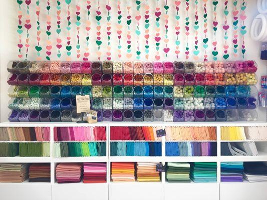 Wool blend felt, felt balls, and hand embroidery supplies in vibrant colors and beautiful quality.