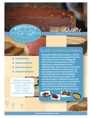About Bertolotti Desserts - Wholesale Dessert Supplier to food service