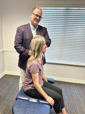 Before determining if an adjustment is needed and what type of an adjustment Dr. Wheeler will feel your spine and muscles.