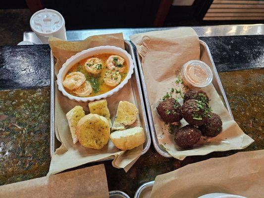 Shrimp Tchoupitulas and Boudin balls