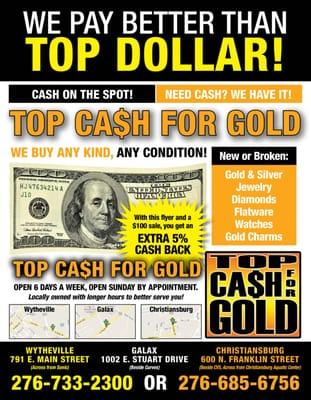 Paying CASH for your unwanted jewelry, coins, GOLD, SILVER, PLATINUM, and DIAMONDS. We also buy sterling silver tea settings and