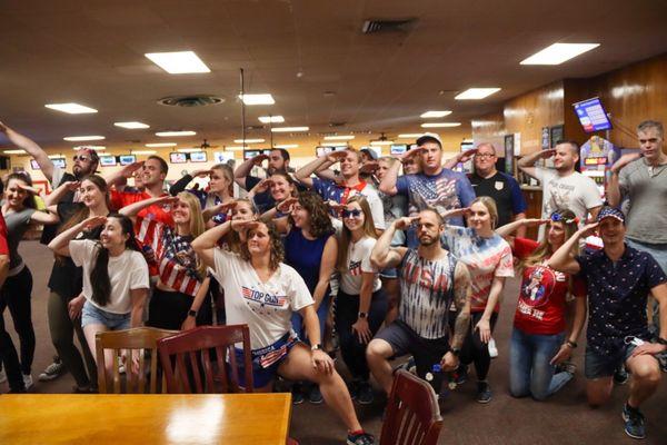 Theme night at bowling for 4th of July!