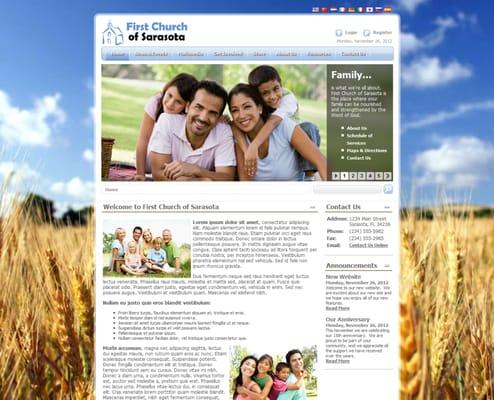 Sample church website design created with SiteWizard CMS