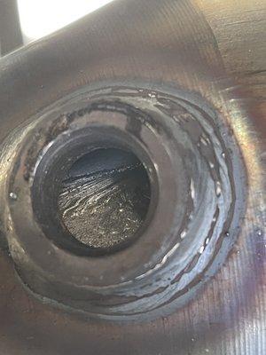 Slid the muffler Pipe inside Brand new Catalytic converter and welded it thus blocking Oxygen sensor. A MASTERPIECE OF SHITTY WORK.