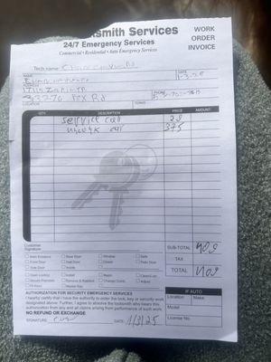 The invoice does not have the driver's name that is my son's friend's name who called for service.