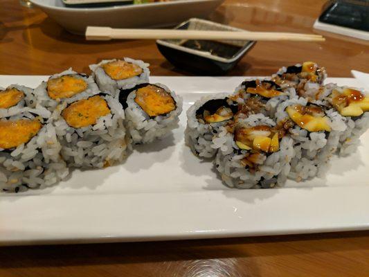 Spicy tuna & Mango calamari rolls