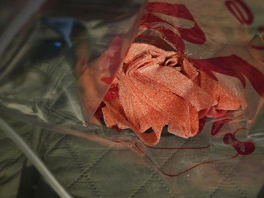 Strawberry belts with some gummy bears mixed in