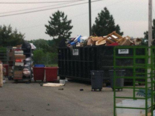 Don't donate here. It will just end up in the dumpster. Actual photo. Savers is for profit and is not a charity! Try Craigslist.