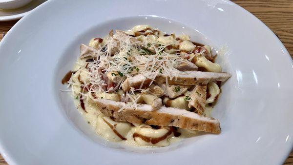 Tortellini with grilled chicken. Just terrific!