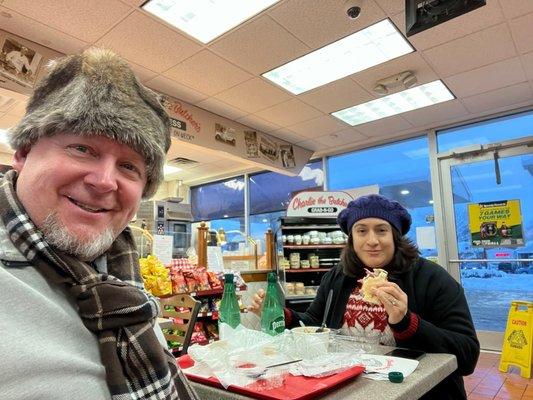 Enjoying our feast before a Bill's game.