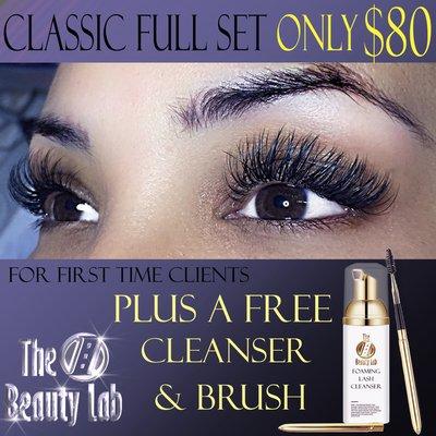 Classic full set deal for first time clients. Beautiful long 14 mm lash extensions.