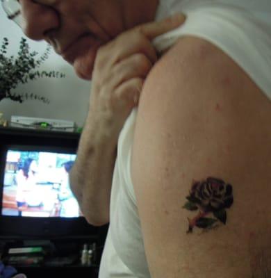 Here's one of the fake tattoos I got. It looks pretty good. My skin looks like crap, but the tattoo isn't bad.