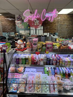 Selections of snacks and beverages