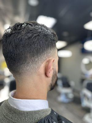 Scissors on top bald taper fade