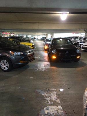 Avis preferred - picking up car but blocked in by drop offs. Moving ourselves to get out.