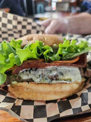Bacon bleu burger $15.00 with no sides.