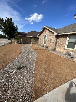 Front Yard Renovation - Xeriscape - Decomposed Granite with Dry River and Red Yuccas