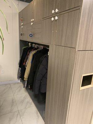Hanging jacket and locker to put personal belonging