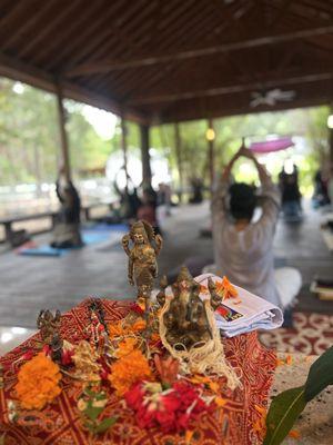 Yoga on the outdoor deck