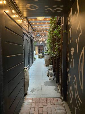 Walkway to spa and tea bar