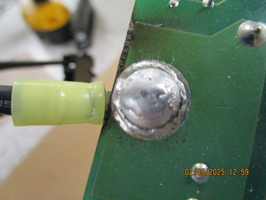 This is a picture of the rework on the board they claim I did.