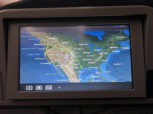 Flight map from Houston IAH to Vancouver