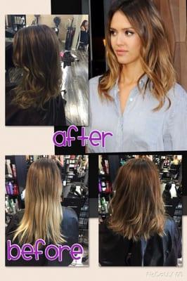 Before and after for a new client with Jessica as an inspiration lob and little baby Lites