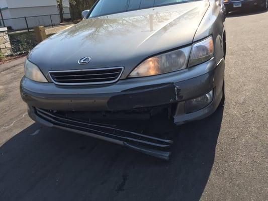 One of the bumpers that fell off on a customers car. The manager would not refund him the few dollars he paid for the wash.