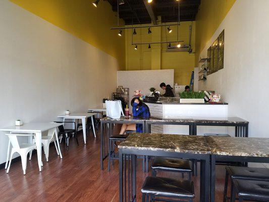 Simple and clean design with lots of space to walk around unlike other places where the tables are so close together.