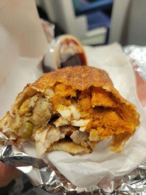 Thanksgiving eggroll! Came with cranberry sauce.