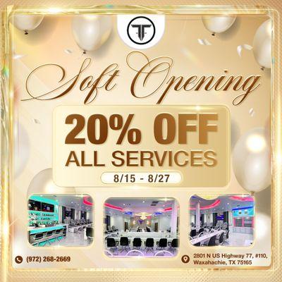 SOFT OPENING CELEBRATION
- ,
%