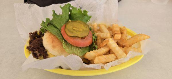 Double cheese burger was very filling. Decent fries too.