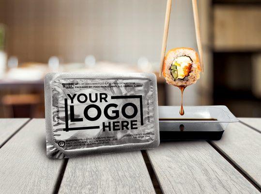Premium to-go Soy Sauce Pack personalized with your logo.
