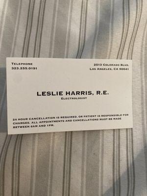 Official business card, new address (2513 Colorado) down the street from her original place. Old address is: (1501 Colorado)