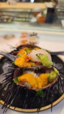 Live Sea Urchin & Scallops ($27) from Holbox 12-03-2023