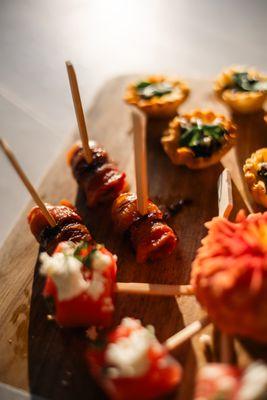 Bacon-Wrapped Dates with Parmesan & Balsamic Glaze