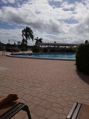 Relaxing around the pool.