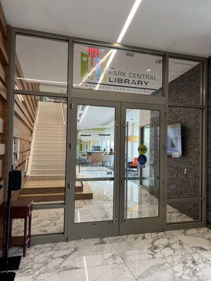 Library front door at first level