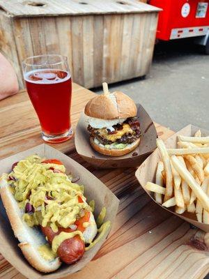 Amazing Chicago Dog, Brunch Burger and fries!