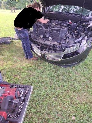 Aaron repairing my 2018 Lincoln MKX