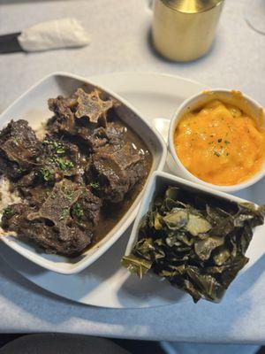 Oxtail, mac and collards