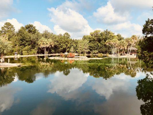 Devils Den water feature next to the cavern.