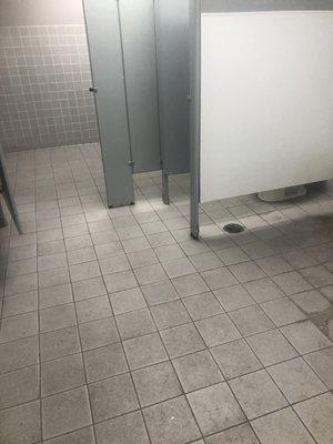 Disgusting floor in the rest room the store floor is nasty they definitely don't have a person who sweeps the floor are mop it.