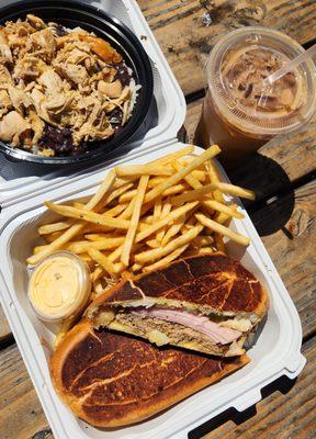 Cubanita bowl, Cubano and Cafe con Leche