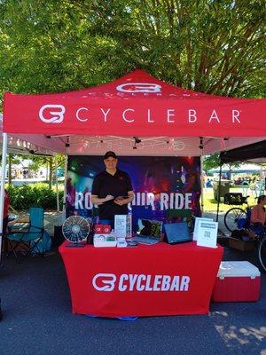 CycleBar Overlook's owner tabling at Sunday Parkways