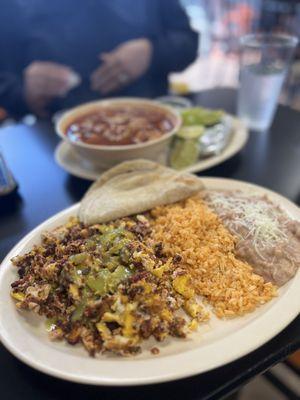 Breakfast Combination Plate with chorizo
