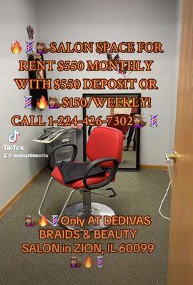 PRIVATE SALON ROOM FOR RENT